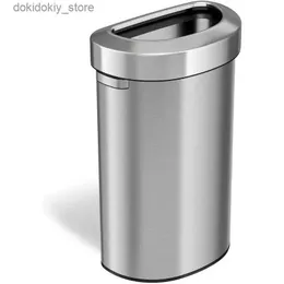 Waste Bins iTouchless Stainless Steel Trash Can and Recycle Bin Slim and Space-Savin Desin for Home Office Kitchen Restaurant L49