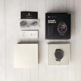 Orijinal Global Amazfit Stratos 3 Akıllı Saat Erkekler Safir Yansıtan Ekran Müzik Depolama GPS 5ATM 98NEW ORİJİNAL KUTU