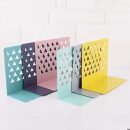 1pc Metal Hollow Desktop Organizer Bookends Book Leads دعم حامل الحامل الرف