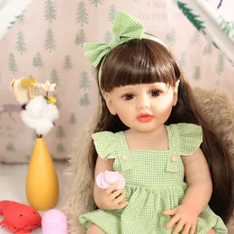 Novo estilo de verão All Silicone Pastoral Green Grid 22 polegadas Doll Reborn Baby Dolls Lovely Kids for Birthday Gift Toy