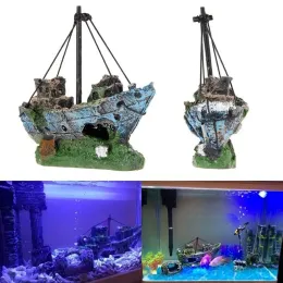 Aquariumharz Ornament Piratschiff Wrackschiff Dekor Boot Dekorationen Fischtankzubehör Aquarium Ornament
