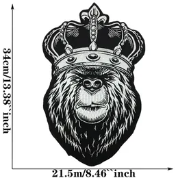 Großer Stickmotorrad -Motorrad -Biker -Patches Crown Monkey Patch Biker für Jacke Rucksack Weste Back Patch