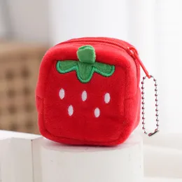 Children's Plush Cute Zipper Pendant Coin Purse Avocado Strawberry Coin Money Key Earphone Storage Pouch Fruit Style Coin Purse