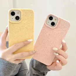 Biodegradable Eco-Wheat Straw Case For iPhone 14 Pro Max 13 12 11 X XS XR 7 8 6 6S Plus SE Soft Silicone Eco-friendly Cover