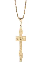 Gold Color Russian Orthodox Christianity Church Eternal Cross Charms Pendant Necklace Jewelry Russia Greece Ukraine Gift3714645