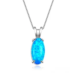 Gioielli matrimoni Luckyshine 1pcs Stile splendido Blu Oval Ovale Opal Opal Opal Opal Opal Silver Fashion Women Charm Circlace Pendant5491721