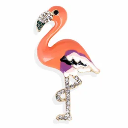 Shiny Crystal Cute Flamingo Brooches Pins for Women Unisex Rhinestone Enamel Pretty Pink Animal Party Office Brooch Gifts Jewelr