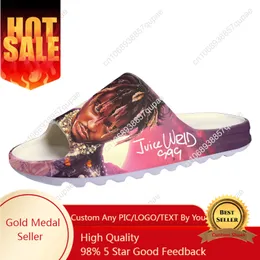 Juice WRLD 999 Rapper de hip hop Soft Sole Sllipers Home cogita homens homens adolescentes adolescentes feitos de água de sandálias personalizadas em merda.