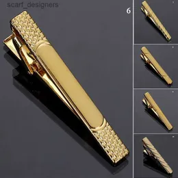 Tie Clips Luxury Tie Clip Classic Simple Style Bucle Bare Bar Gold Mens Business Clip Clip Metal Mens Jewelry Accessory Y240411