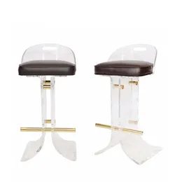 Household Simple Acrylic Transparent Backrest High Stool Nordic Light Luxury Crystal Bar Stool Internet Celebrity Ins Bar Chair