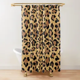 Leopard Print Shower Curtain Brown Bathroom Curtain Wild Safari Animal Powerful Bathroom Set for Men Panthera Bathroom Decor Set