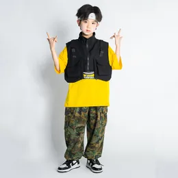 Barn Hip Hop Clothing Cargo Vest Tops Camo Casual Street Wear Cargo Pants For Girl Boy Jazz Dance Costume Show Show Clothes