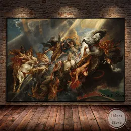 Streszczenie greckiej mitologii Bóg upadek Giants Gods of Olympus Art Poster Polan Paintas Malowanie sztuki ściennej Drukuj zdjęcie domu