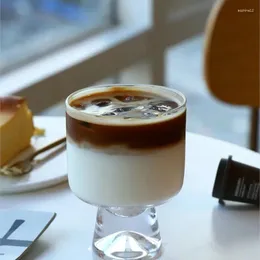 Kieliszki do wina 2024 Sok szklany w stylu chińskim kubek twórczy przezroczystą kawę DIY Ice cream kolor Water Cuplc604