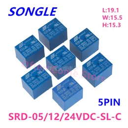 5pcs Novo relé SRD-05VDC-SL-C SRD-12VDC-SL-C SRD-24VDC-SL-C SRD 12VDC SL C 10A 250VAC 5PIN 3V 5V 9V 12V 24V 48V Relé de energia