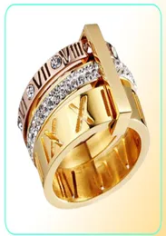 Anelli inossidabile di gioielli Full size 6 7 8 9 10 Original Banda larga oro vuoto in oro rosa romano numero xii anello a vite da donna 242w2080729
