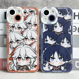 Chibi Genshin Impact Fall für Xiaomi Mi 11 Lite 5G Ne Redmi Anmerkung 10 9 11 12 13 Lite Poco X3 Pro Deckung