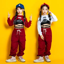 Детский джазовый танцевальный костюм хип -хоп одежда для девочек на урожаях грузовые штаны Kpop Performance Concert Concert Festival Stage Wear L9986