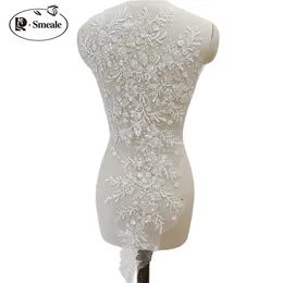 3D Flower Beaded Lace Appliques for Wedding Dresses Veils Bodice Rhinestone Lace Applique Patches Embroidery Lace