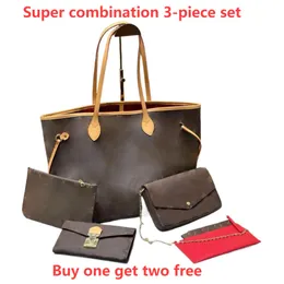 Luxus -Designer -Tasche Frauen Einkaufstaschen Kette Taschen Brieftasche 3 -teiliges Set großer Kapazität nie MM -GM -Tasche Full Fashion Handtaschen Einkaufstaschen