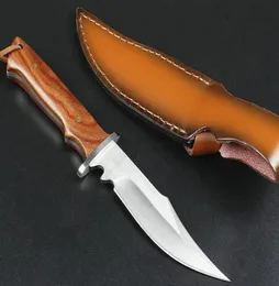 Exfactory Small Survival Straight Knife 440C Satin Drop Bowie Blade Full Tang Hardwood Handle Outdoor Fixed Blades Hunting 5086144