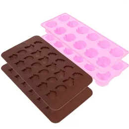 Placas 4 pcs estêncil de abóbora molde fondant doces para assar sílica gel adorável DIY Chocolate