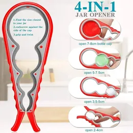 4 i 1 burköppnare Easy Grip Bottle Opener Twist Off Lid Quick Opening Cooking Everyday Use For Svaga Hands and Arthritic