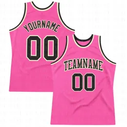 Niestandardowy różowy czarny- autentyczny Jersey Basketball Jersey 3D drukowane czołgi