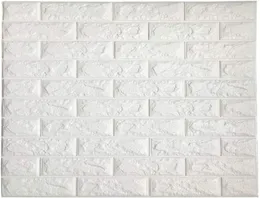 3D Brick Wall Sticker Self Adhesive Wall Tiles Peel to Stick Wall Decorative Panels for Living Room Bedroom White Color 3D Wallpap9267603