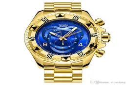 العلامة التجارية الفاخرة للأزياء الرياضية الكوارتز ساعة كبيرة الاتصال الفولاذ المقاوم للصدأ الرجال الذهب الساعات الغطس Waterproof عالي الجودة wristwatch do3598580