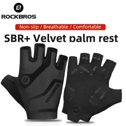 Rockbros Cycling Gloves дышащие ударные ударные велосипеды летние половины пальцев Mtb Mountain Bicycle Sports 240402