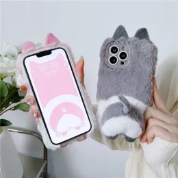 3d niedlich Corgi Soft Squishy Butt Telefon Hülle für Apple iPhone 14 15 Pro Max Hülle 13 12 11 x XS XR 7 8 Plus Plüsch Soft Coque Coque