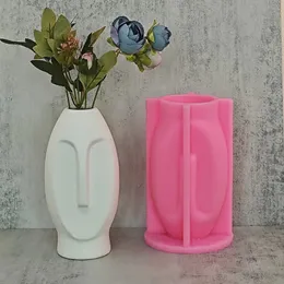 Nordische abstrakte Gesichtsvase Silikonform DIY Art Humanes Gesicht Vase Harz Zigeuner Blütenschimmel Form Hausgartendekoration Großgröße 240329