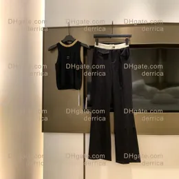 디자이너 여성 세트 소녀 드레스 정장 2pcs 가슴 편지 로고 민소매 조끼와 단색 긴 바지 다중 제품