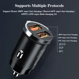 Carregador de carro de 200w/100W de alta potência USB Charge Fast Charge Charger Dual Port Cigarette Adapter para iPhone Xiaomi Samsung