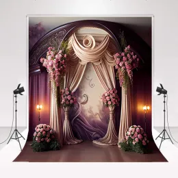 Photography Background Retro Castle Arch Oil Painting Flowers Kids Birthday Pregnant Woman Portrait Decor Backdrop Photo Studio