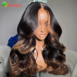 Brown With Blonde Human Hair Wigs 13x6 Lace Front Wig Body Wave Baby Hair Transparent Lace 5x5 Lace Closure Wigs For Black Women