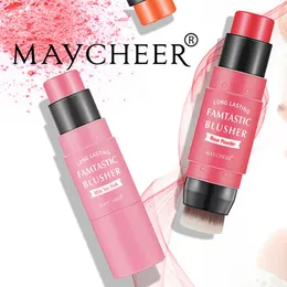 건강한 Maycheer Cream Blush Stick 없음 파우더 느낌 매일 혼합 산호 오렌지 장미 분말 천연 빨간색 브러시 루지