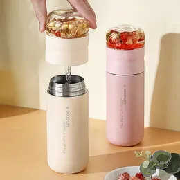 Filtre Paslanmaz Çelik Çay Şişesi Kupası Cam Infuser ile Yalıtılmış Kupa Çay ve Su Ayrılır 300ml Termos Vakum Şişesi- Yalıtımlı Cam Infuser Cup için