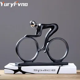 YuryFvna Bicycle Statue Champion Cyclist Sculpture Figurine Modern Abstract Art Athlete Home Decor Room Decoration Ornaments 240409