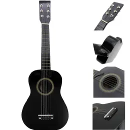 Kabel 23 Zoll Volk Akustik Gitarrenmusik Instrument Mini -Gitarre für Anfänger Kinder Musikliebhaber Gitarre (schwarz/rot)