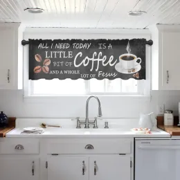Retro Coffee Beans Tulle Kitchen Small Window Curtain Valance Sheer Short Curtain Bedroom Living Room Home Decor Voile Drapes