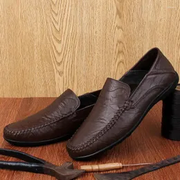 Casual Shoes Luxe äkta läderloafers för män Penny Wedding Driving Flats Moccasins Italian Comfy Men's Big Size 36-49
