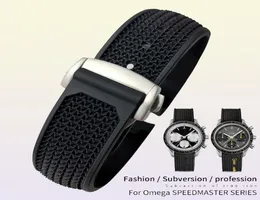 Uhren Bänder 20mm 21 mm 22 mm 18mm 18 mm 19 mm hochwertiger Gummi -Silikon -Uhrband -Fit für Omega Speedmaster Watch Armband Stahleinsatz5810659