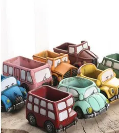 النباتات Flowerpot Zakka Retro Cartoon Car Vintage Car Truck Ceramic Pot Home Office Decoration Mini Garden Planters5779364