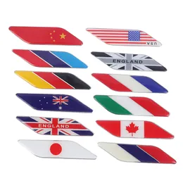 3D Aluminum Flags Car Sticker UK USA ITALY FRANCE GERMAN Badge Emblem Motorcycle Decal Grille Bumper Decoration