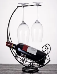 Porta di vino in metallo creativo sospeso per vino in bicchiere di vetro per banco di supporto staffa staffa per casa decorazioni per la casa divertimento gift drop7546140
