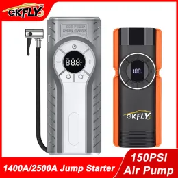 GKFLY 4 I 1 1400A Jump Starter Power Bank 150psi Air Compressor Tire Pump Portable Charger Car Booster Start Device