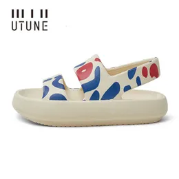 Outside For UTUNE Women Sandals Summer Platform Shoes Printing Beach Female Slides Slippers Outdoor EVA CM Thick Sole N