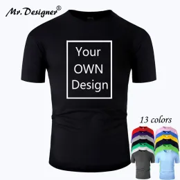 Kleider Ihr eigenes Design Brand Logo/Bild Custom Men Women T Shirt EU Größe 100% Baumwolle Kurzarm Casual Tshirt Tops T -Shirt 13 Farben